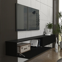 Έπιπλο Τηλεόρασης Επιτοίχιο Espanse Megapap Χρώμα Μαύρο 241,8x31,7x30εκ.