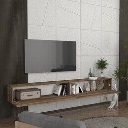 Έπιπλο Τηλεόρασης Επιτοίχιο Espanse Megapap Χρώμα Καρυδί 241,8x31,7x30εκ.