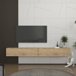 Έπιπλο Τηλεόρασης Επιτοίχιο Espanse Megapap Χρώμα Sapphire oak 241,8x31,7x30εκ.