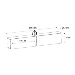 Έπιπλο Τηλεόρασης Επιτοίχιο Espanse Megapap Χρώμα Sapphire oak 241,8x31,7x30εκ.