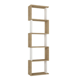 Βιβλιοθήκη Alvina Megapap Χρώμα Sapphire oak - Λευκό 45x19,6x158,8εκ.