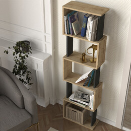 Βιβλιοθήκη Alvina Megapap Χρώμα Sapphire oak - Ανθρακί 45x19,6x158,8εκ.