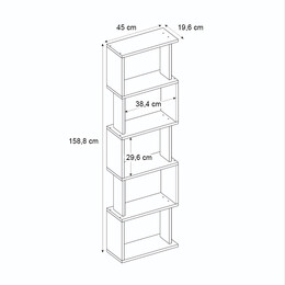 Βιβλιοθήκη Alvina Megapap Χρώμα Sapphire oak - Ανθρακί 45x19,6x158,8εκ.