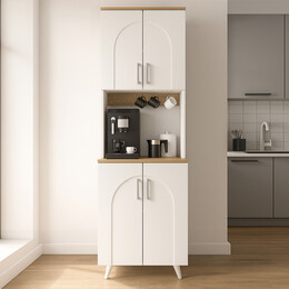 Έπιπλο Κουζίνας Kalira 2 Megapap Χρώμα Λευκό - Rota oak 60x40x196εκ.