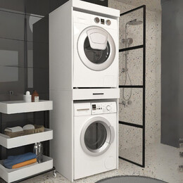 Έπιπλο Πλυντηρίου - Στεγνωτηρίου Fika Megapap Χρώμα Λευκό 67x61,8x198,5εκ.