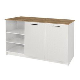 Τραπέζι - Πάγκος Κουζίνας Peres Megapap Χρώμα Λευκό - Sepet oak 150x70x91,8εκ.