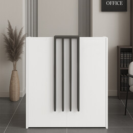 Γραφείο Υποδοχής - Reception Hola Megapap Χρώμα Λευκό - Ανθρακί 93,6x45,2x110,3εκ.