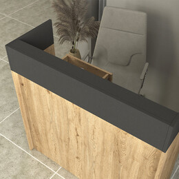 Γραφείο Υποδοχής - Reception Wilko Megapap με led Χρώμα Sepet oak - Ανθρακί 113,6x42x110εκ.