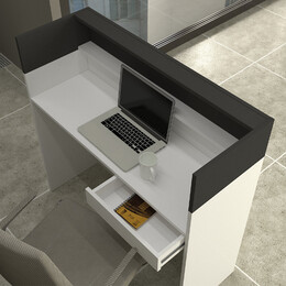 Γραφείο Υποδοχής - Reception Wilko Megapap με led Χρώμα Λευκό - Ανθρακί 113,6x42x110εκ.