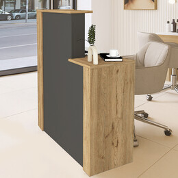 Γραφείο Υποδοχής - Reception Enter Megapap Χρώμα Sepet oak - Ανθρακί 86,9x40x110,3εκ.