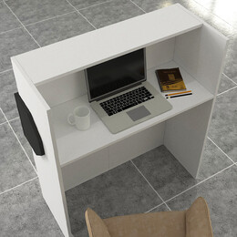 Γραφείο Υποδοχής - Reception Aloha Megapap με led Χρώμα Λευκό - Ανθρακί 95,5x40x110,3εκ.