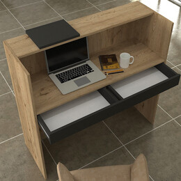 Γραφείο Υποδοχής - Reception Navita Megapap με led Χρώμα Sepet oak - Ανθρακί 113,6x42x111,8εκ.