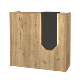 Γραφείο Υποδοχής - Reception Navita Megapap με led Χρώμα Sepet oak - Ανθρακί 113,6x42x111,8εκ.