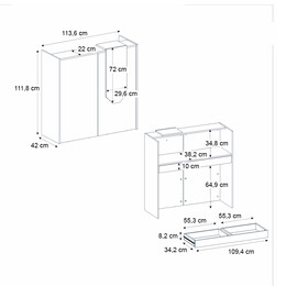 Γραφείο Υποδοχής - Reception Navita Megapap με led Χρώμα Sepet oak - Ανθρακί 113,6x42x111,8εκ.