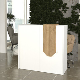 Γραφείο Υποδοχής - Reception Navita Megapap με led Χρώμα Λευκό - Sepet oak 113,6x42x111,8εκ.