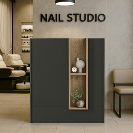 Γραφείο Υποδοχής - Reception Bonveno Megapap Χρώμα Ανθρακί - Sepet oak 90x43,2x110εκ.