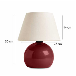 Φωτιστικό Επιτραπέζιο Alaska Megapap e27 Μεταλλικό - Ύφασμα pvc Χρώμα Μπορντώ - Κρεμ Ø22x30εκ.