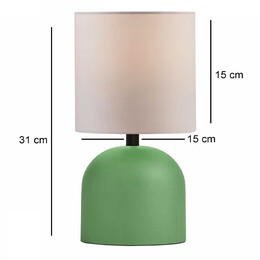 Φωτιστικό Επιτραπέζιο Nehora Megapap e27 Μεταλλικό - Ύφασμα pvc Χρώμα Πράσινο - Κρεμ Ø15x30εκ.