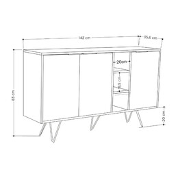 Μπουφές Clara Megapap Χρώμα Sandstone 142x35,6x83εκ.