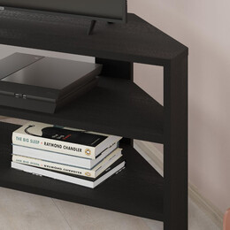 Έπιπλο Τηλεόρασης Γωνιακό Thales Megapap Χρώμα Black Wood 110x36x45εκ.