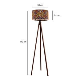 Φωτιστικό Δαπέδου Rosling Megapap Mdf/ύφασμα pvc Χρώμα Καρυδί - Πολύχρωμο 38x38x140εκ.