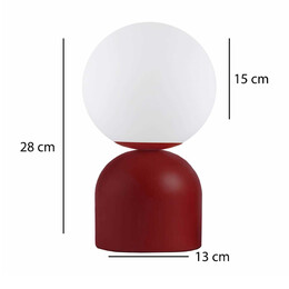 Φωτιστικό Επιτραπέζιο Albus Megapap e14 Μεταλλικό - Γυάλινο Χρώμα Μπορντώ - Λευκό Ø13x28εκ.