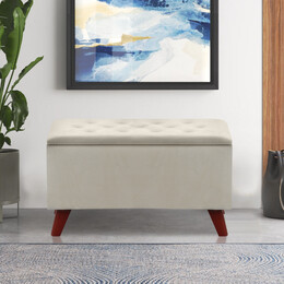 Σκαμπώ - Ταμπουρέ Lotus Megapap Βελούδινο Χρώμα Μπεζ 90x40x50εκ.