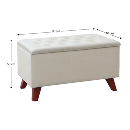 Σκαμπώ - Ταμπουρέ Lotus Megapap Βελούδινο Χρώμα Μπεζ 90x40x50εκ.