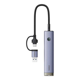 Baseus hub 4in1 Ultrajoy usb-A&usb-c to 3xusb3.0+usb-C+rj45 Grey (B0005280b811-14) (Basb0005280b811-14)
