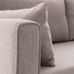 Γωνιακός Καναπές Bella Megapap Δεξιά Γωνία Υφασμάτινος Χρώμα Κρεμ 275x165x85εκ.