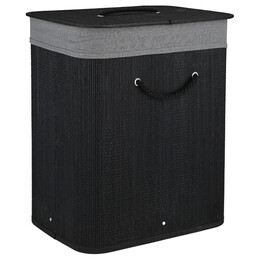 Estia Καλαθι Απλυτων Bamboo Essentials Πτυσσομενο Ορθογωνιο 60lt Μαυρο