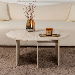 Τραπεζάκι Σαλονιού σετ 2 τμχ Moira Megapap Χρώμα Travertine Ø90x41εκ.