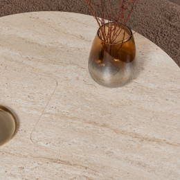 Τραπεζάκι Σαλονιού σετ 2 τμχ Moira Megapap Χρώμα Travertine Ø90x41εκ.