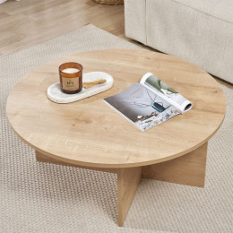 Τραπεζάκι Σαλονιού Soleil Megapap Χρώμα Sapphire oak Ø90x40εκ.