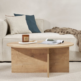 Τραπεζάκι Σαλονιού Soleil Megapap Χρώμα Sapphire oak Ø90x40εκ.