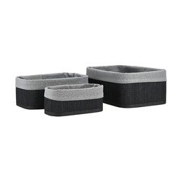 Estia Καλαθι Οργανωσης Bamboo Essentials me Επενδυση σετ 3τεμ. Μαυρο
