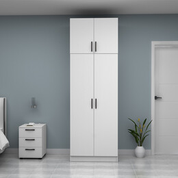 Ντουλάπα Ρούχων Vivian Megapap Δίφυλλη με Πατάρι Χρώμα Λευκό 80x51,8x240εκ.