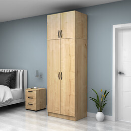 Ντουλάπα Ρούχων Vivian Megapap Δίφυλλη με Πατάρι Χρώμα Φυσικό Οξιάς 80x51,8x240εκ.