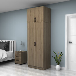 Ντουλάπα Ρούχων Vivian Megapap Δίφυλλη με Πατάρι Χρώμα Καρυδί 80x51,8x240εκ.