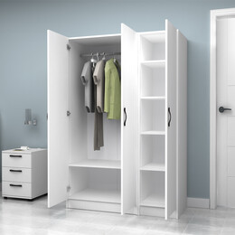 Ντουλάπα Ρούχων Vivian Megapap Τρίφυλλη Χρώμα Λευκό 120x51,8x181εκ.