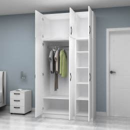 Ντουλάπα Ρούχων Vivian Megapap Τρίφυλλη με Πατάρι Χρώμα Λευκό 120x51,8x240εκ.