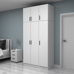 Ντουλάπα Ρούχων Vivian Megapap Τρίφυλλη με Πατάρι Χρώμα Λευκό 120x51,8x240εκ.
