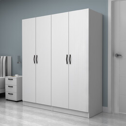 Ντουλάπα Ρούχων Vivian Megapap Τετράφυλλη Χρώμα Λευκό 160x51,8x181εκ.