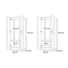 Ντουλάπα Ρούχων Vivian Megapap Τετράφυλλη Χρώμα Λευκό 160x51,8x181εκ.