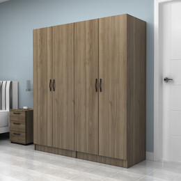 Ντουλάπα Ρούχων Vivian Megapap Τετράφυλλη Χρώμα Καρυδί 160x51,8x181εκ.