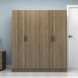 Ντουλάπα Ρούχων Vivian Megapap Τετράφυλλη Χρώμα Καρυδί 160x51,8x181εκ.