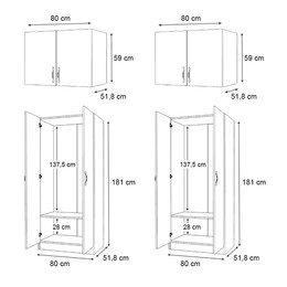 Ντουλάπα Ρούχων Vivian Megapap Τετράφυλλη με Πατάρι Χρώμα Φυσικό Οξιάς 160x51,8x240εκ.