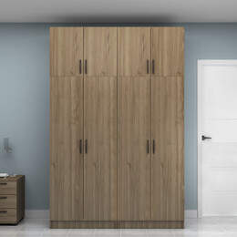 Ντουλάπα Ρούχων Vivian Megapap Τετράφυλλη με Πατάρι Χρώμα Καρυδί 160x51,8x240εκ.