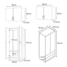 Ντουλάπα Ρούχων Vivian Megapap Τετράφυλλη με Πατάρι και Συρτάρια Χρώμα Καρυδί 160x51,8x240εκ.