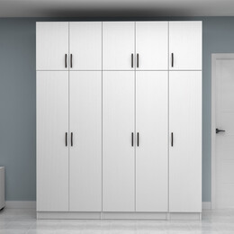 Ντουλάπα Ρούχων Vivian Megapap Πεντάφυλλη με Πατάρι Χρώμα Λευκό 200x51,8x240εκ.